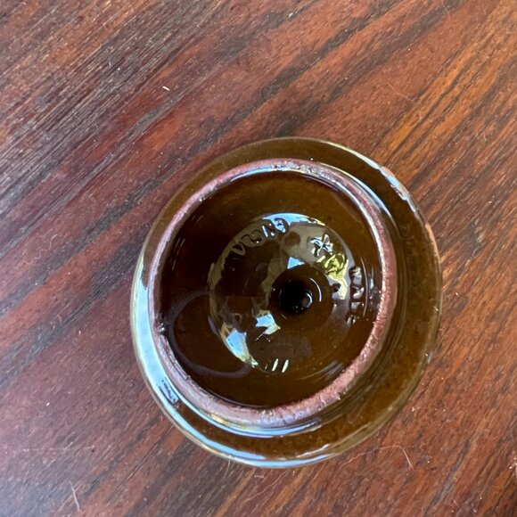 Mid Century Ridgeway England Brown Glaze Striped Redware Teapot - Picture 7 of 8